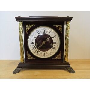 Franz Hermle Mantel Bracket clock twisted Brass column handle West Germany 1966